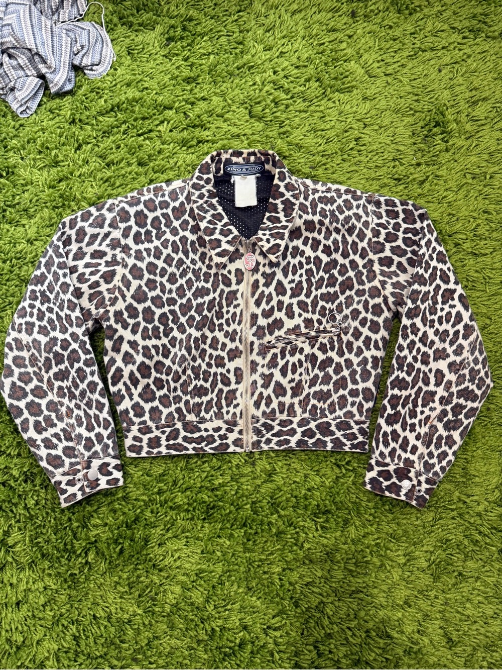 Cropped Leopard Print Bomber Jacket - Brown/Black